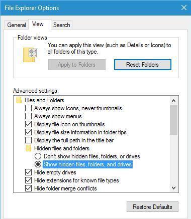 show hidden file