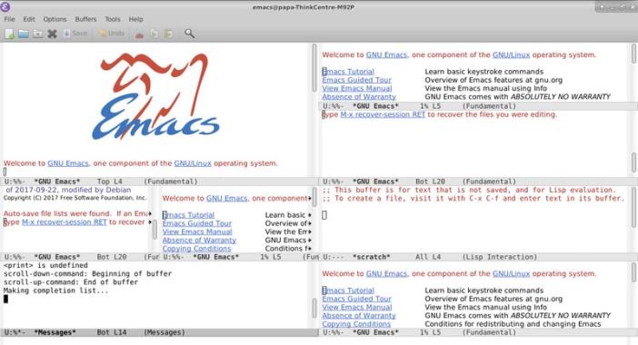 Splitting frames in Emacs editor