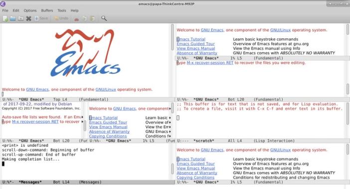 Splitting frames in Emacs editor