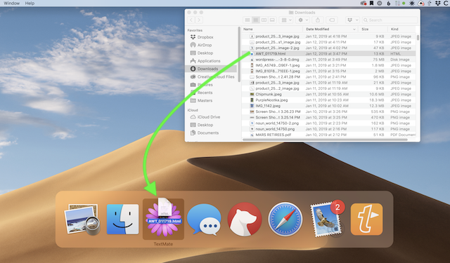(Dragging a file from a Finder window to an app icon in App Switcher opens the file in that app)