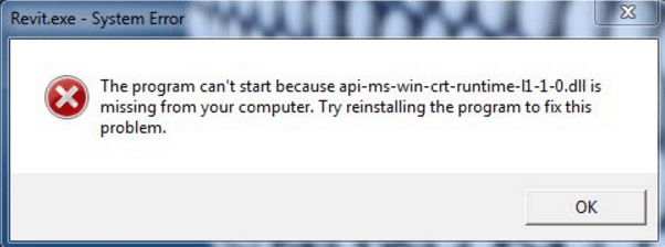 The Program Can T Start Because Api Ms Win Crt Runtime L1 1 0 Dll