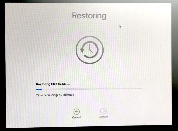 Restoring from Time Machine in the downgrade process