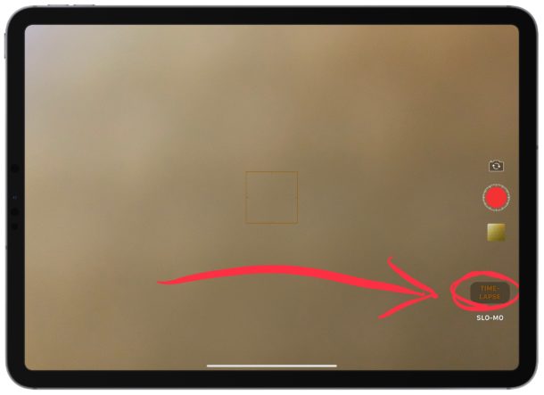 Select Time Lapse video in iPad camera controls