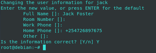 adduser prompts for user information