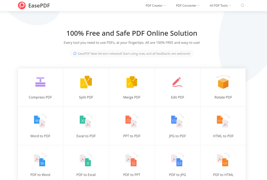 EasePDF Homepage