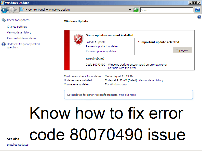 error 0x80070490