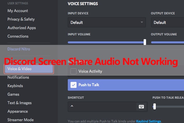 audio and screen sharing discord