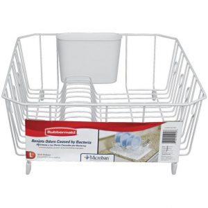 Large White Antimicrobial Dish Drainer