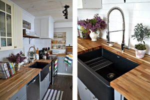 Set Butcher Block Countertops With an Undermount Sink