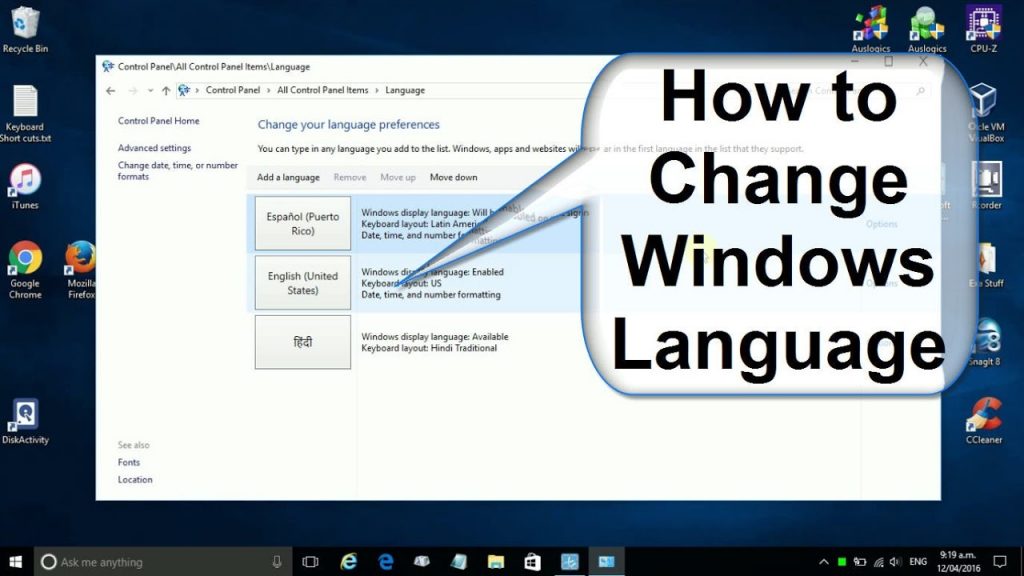 windows 10 language