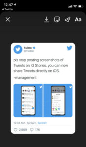 Twitter screenshots on Instagram