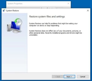 System restore point Windows 10