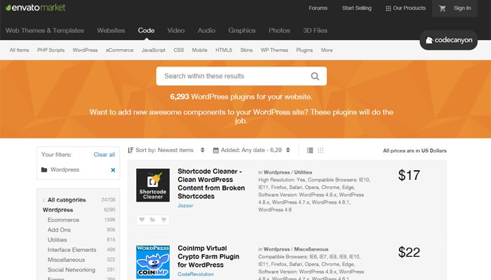 WordPress Plugins on ThemeForest