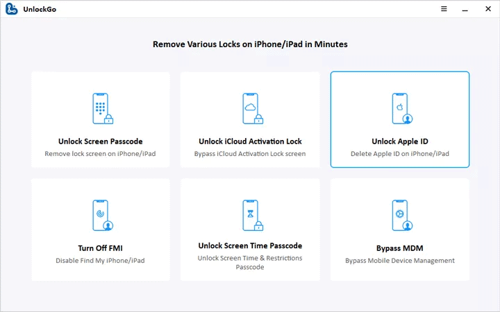 unlockgo guide - select unlock apple id