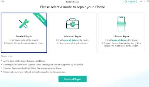Steps To Use Anyfix - iOS System Recovery
